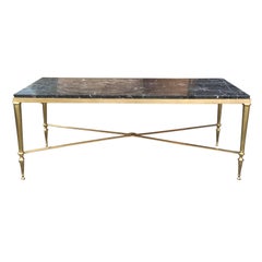 Neoclassical Brass with Marble Top Coffee Table, circa 1970s