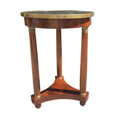 19th Century French Empire Mahogany Marble-Top Gueridon Table