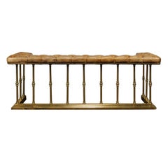 19th Century English Brass Club Fender with Wonderful Mellow Leather