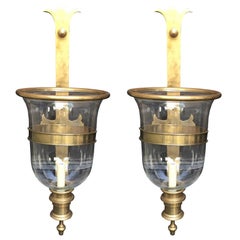 Pair of Mid-Century Chapman Hurricane Wall Sconces, Marked