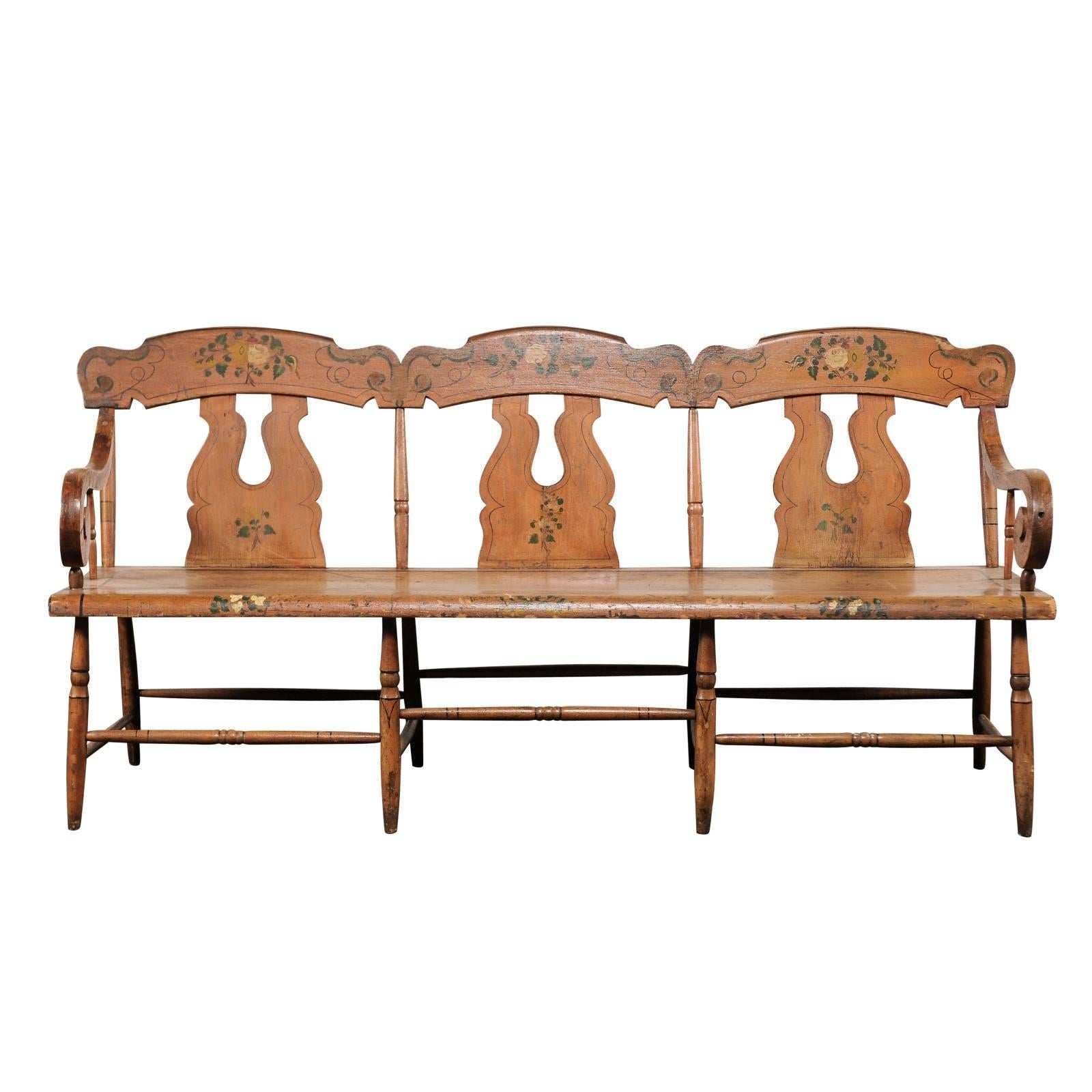 19th Century American Painted Bench For Sale