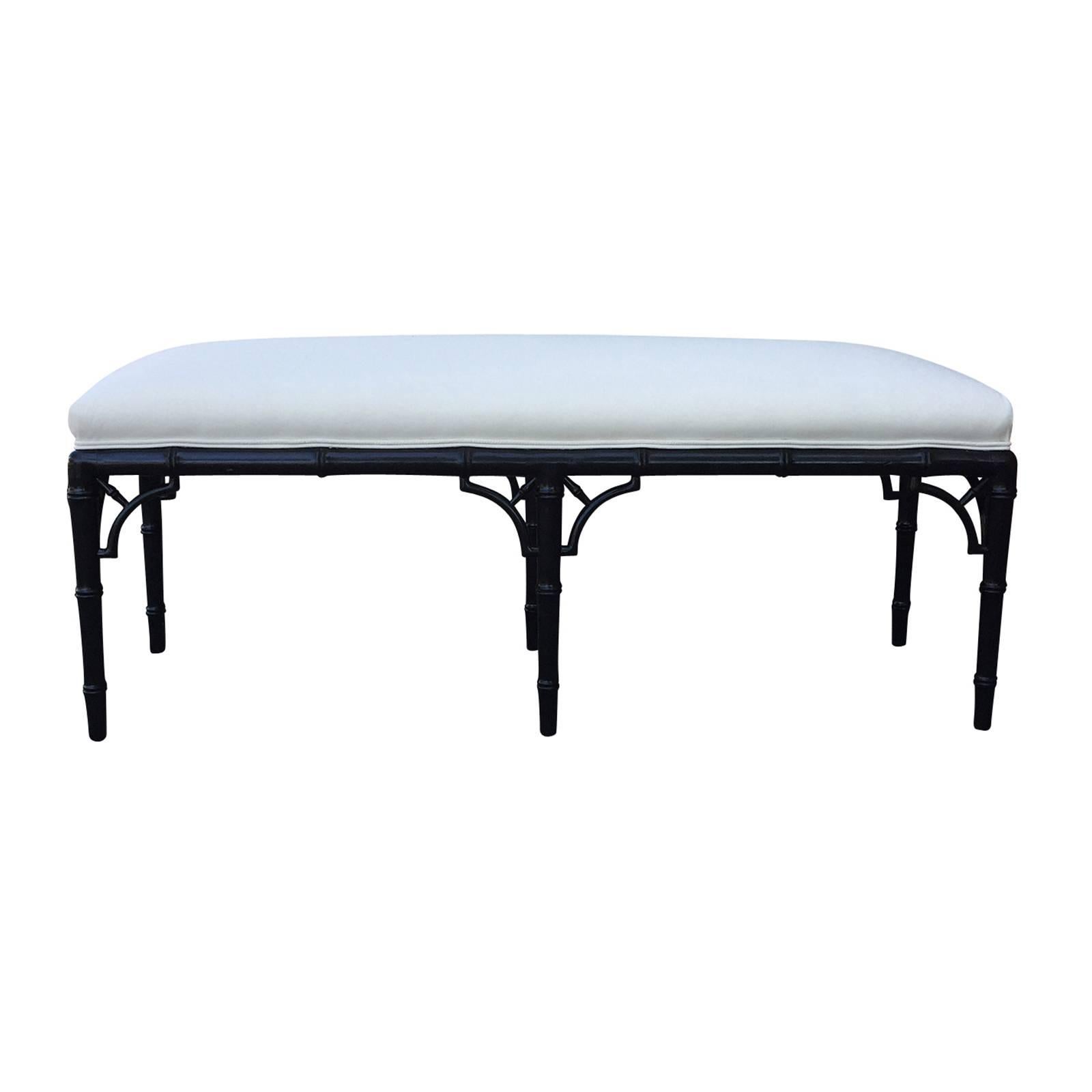 American Mid-20th Century Faux Ebonized Bamboo Bench