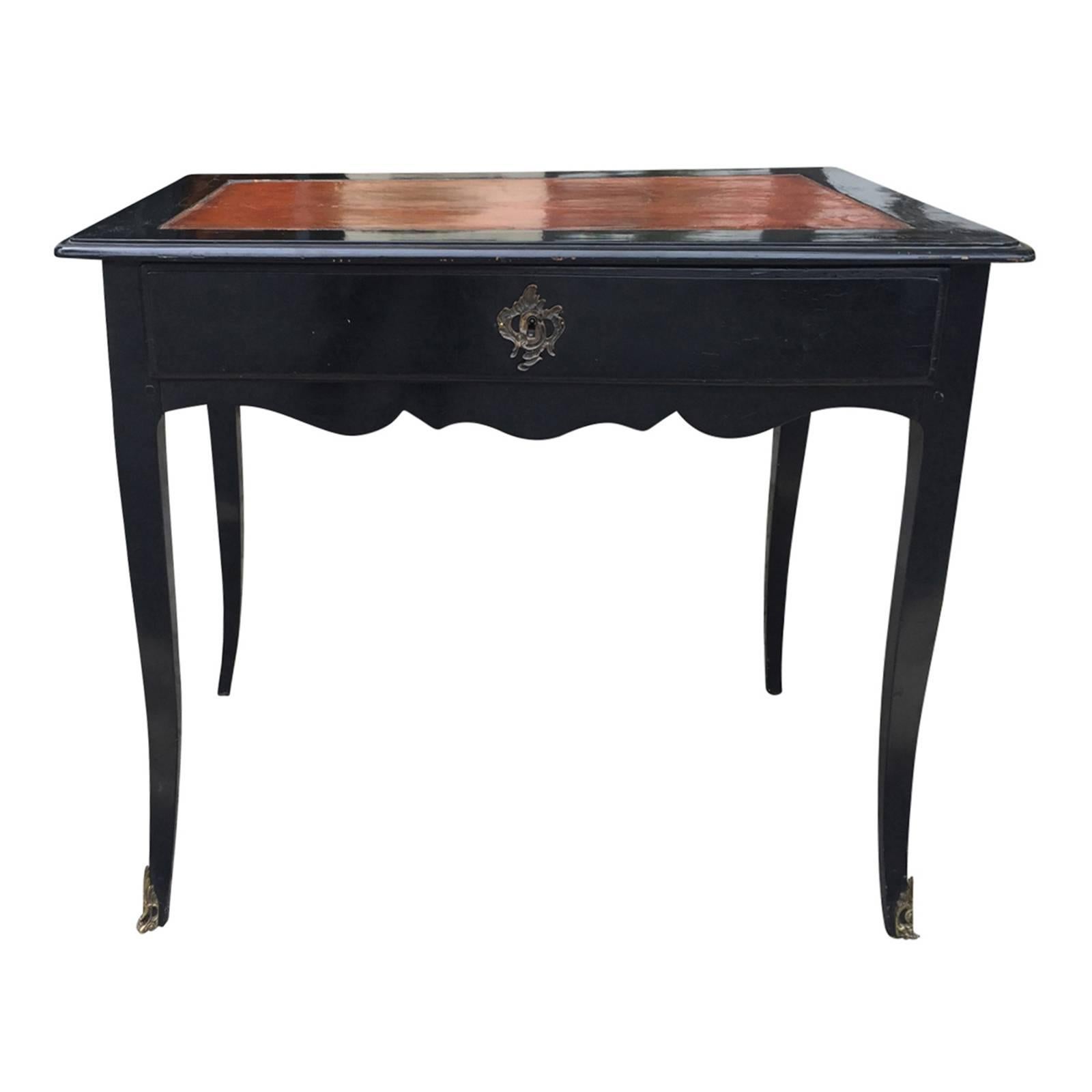 18th-19th Century French Regence Style Ebonized Black Writing Table For Sale