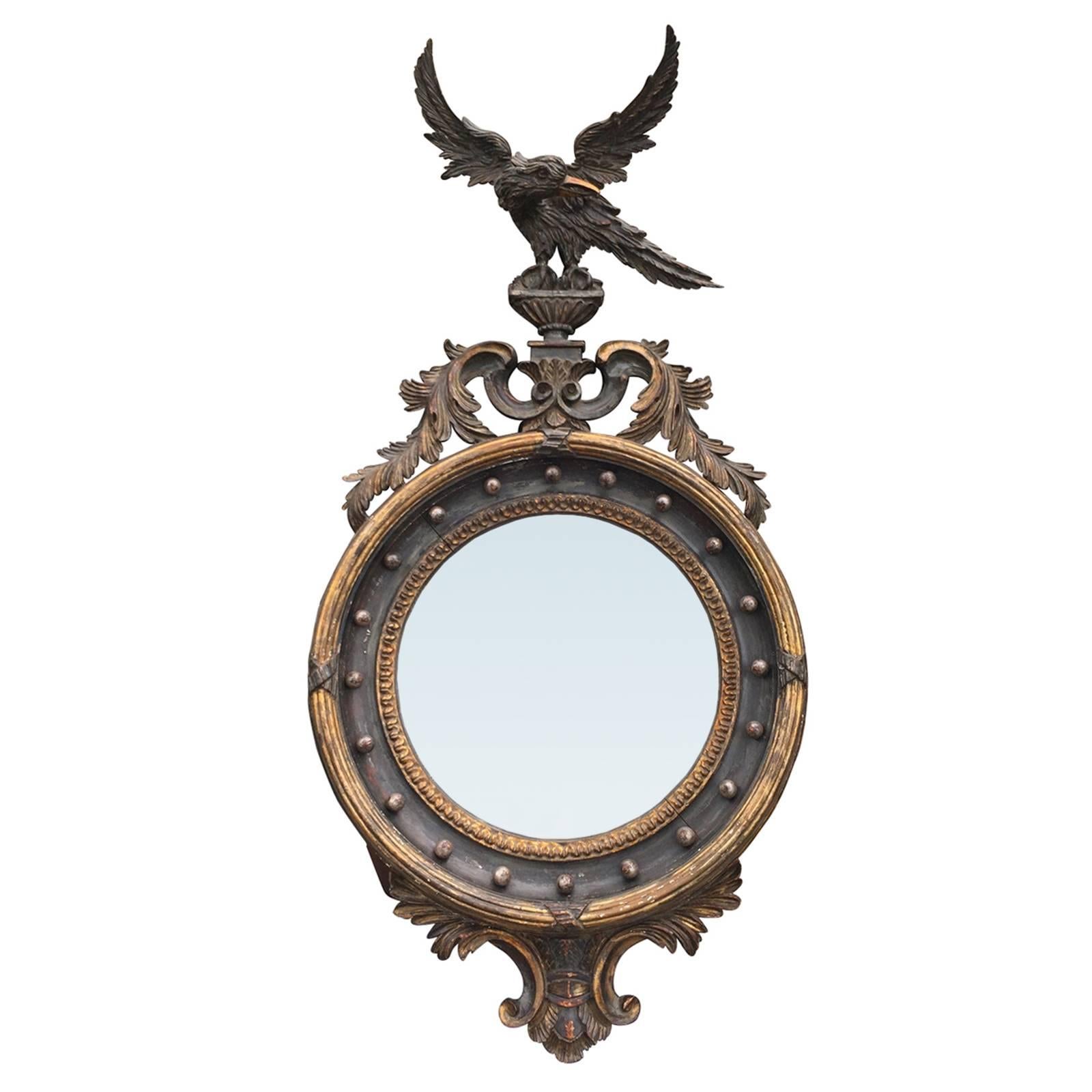 Period 19th Century English Regency Convex Mirror with Eagle