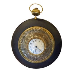 20th Century French Basalt Empire Style Crystal / Bronze Wall Clock