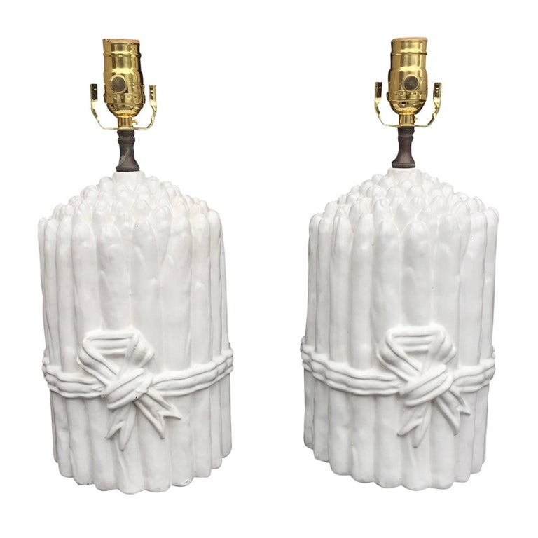 Pair of Mid Century Italian White Asparagus Lamps at 1stDibs