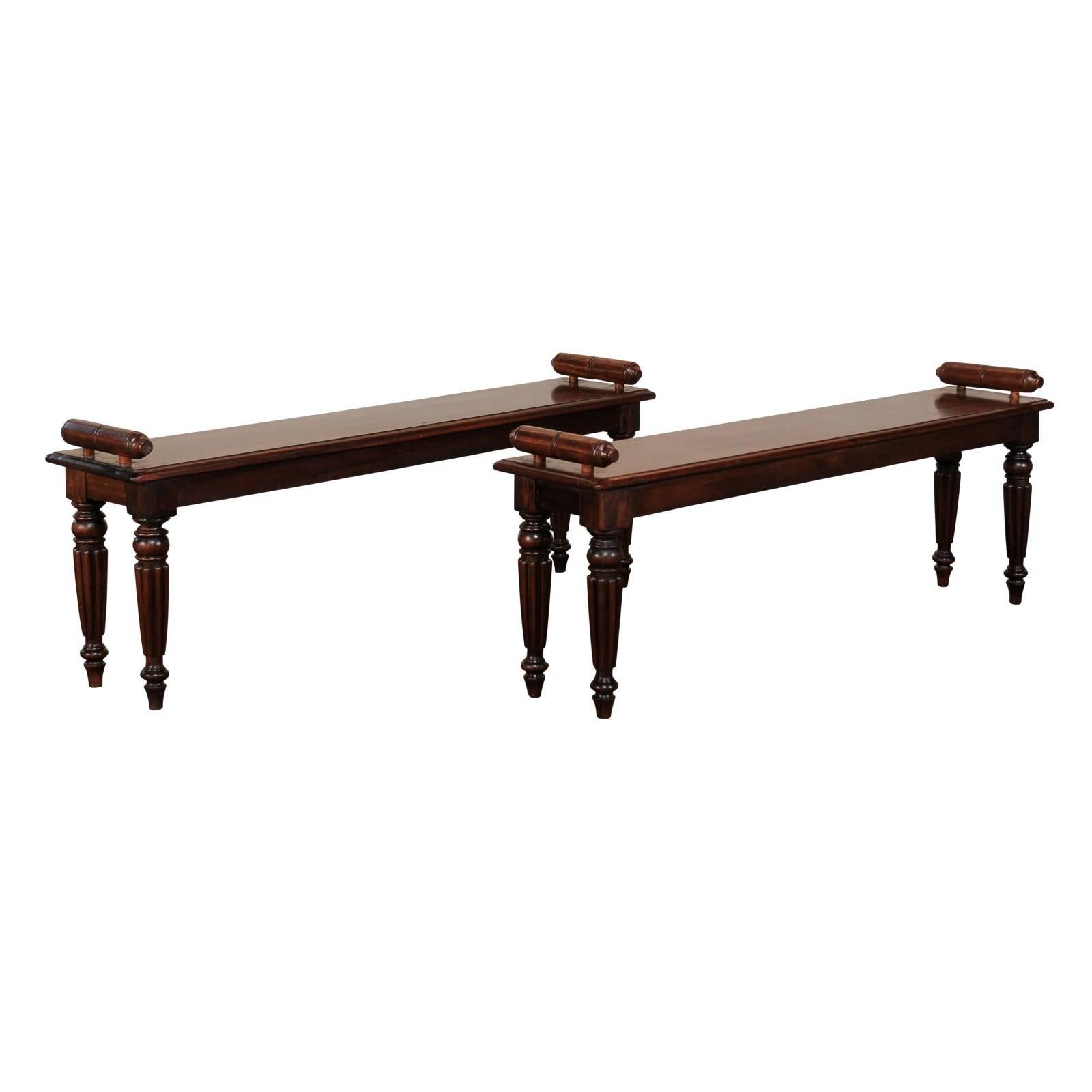 Pair of 19th Century English Regency Style Hall Benches