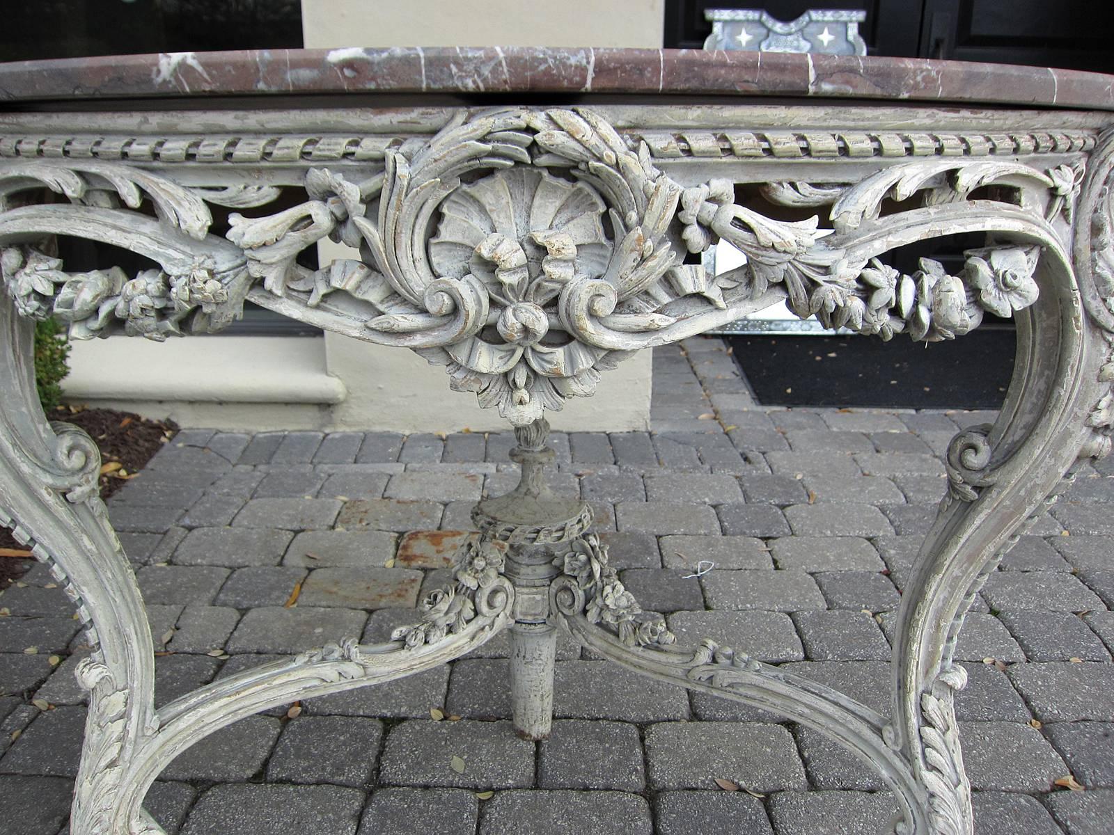18th Century and Earlier 18th Century French, Louis XVI Carved Console with Marble Top