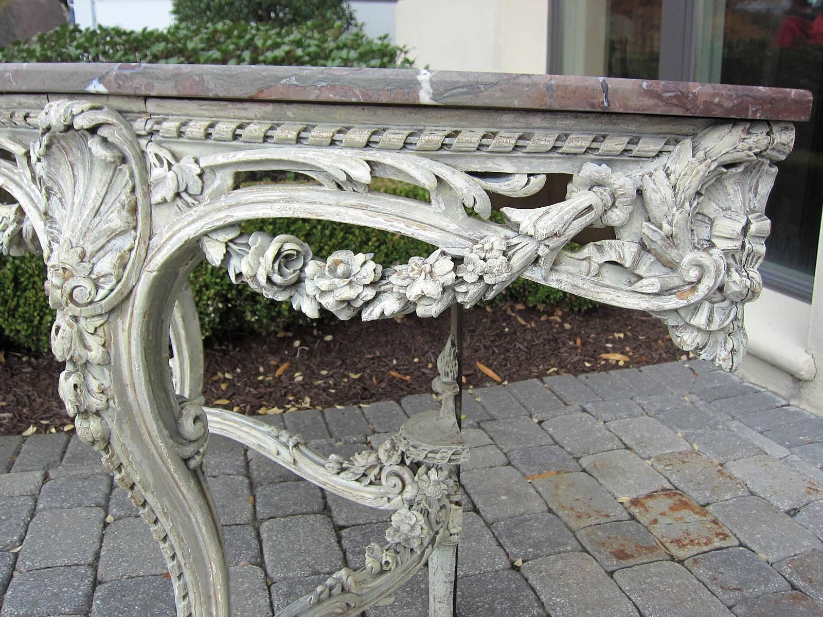 18th Century French, Louis XVI Carved Console with Marble Top 1