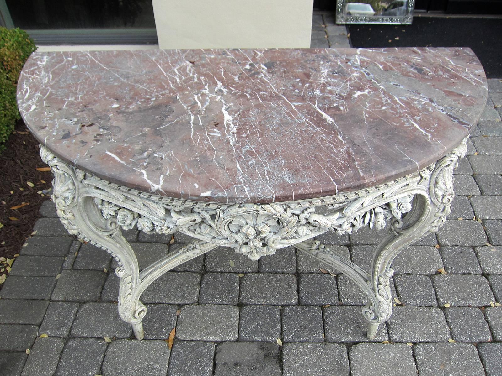 18th Century French, Louis XVI Carved Console with Marble Top 2