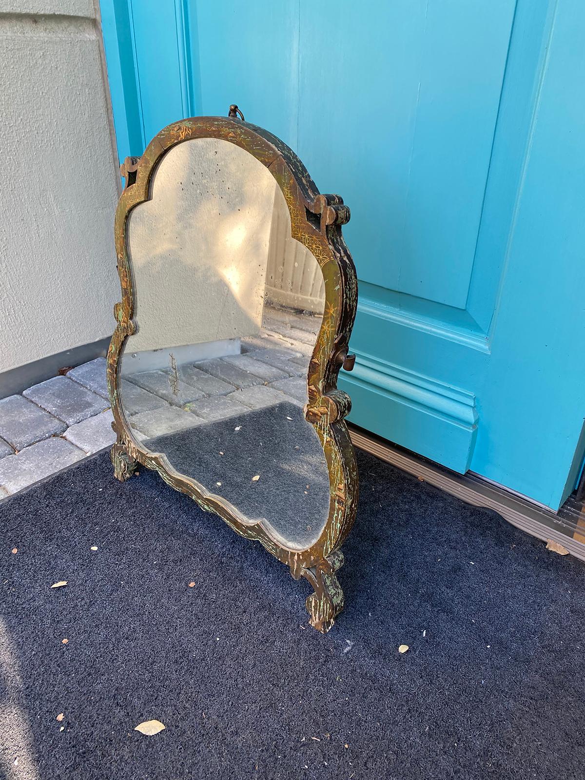 Hand-Painted 18th Century English Chinoiserie Dressing Table Mirror