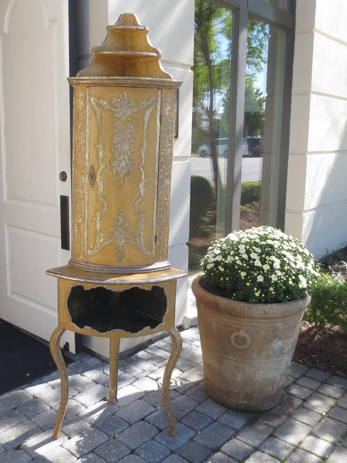 19th-20th century painted Italian corner cabinet.