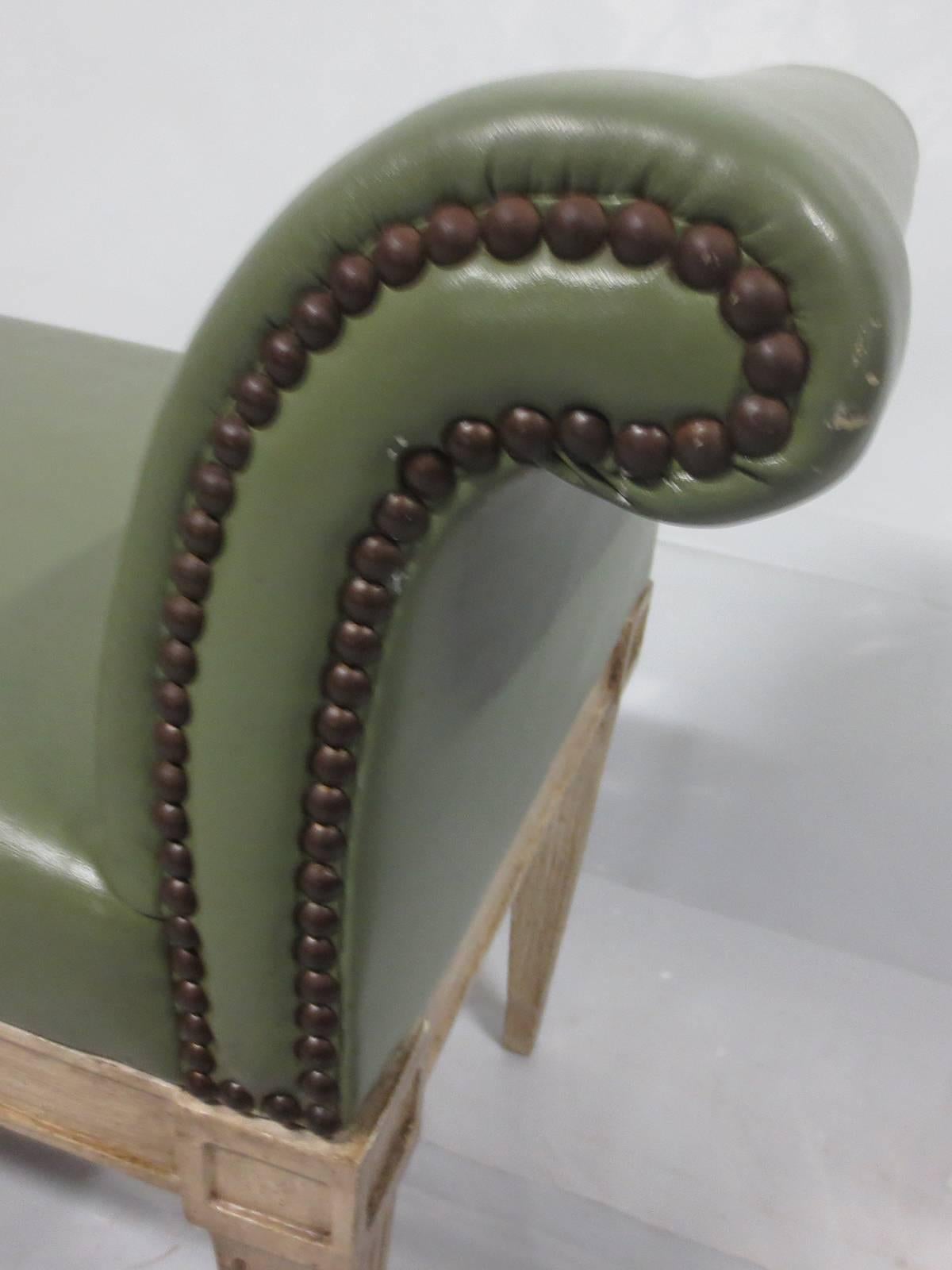 20th Century Italian Green Leather Bench 2