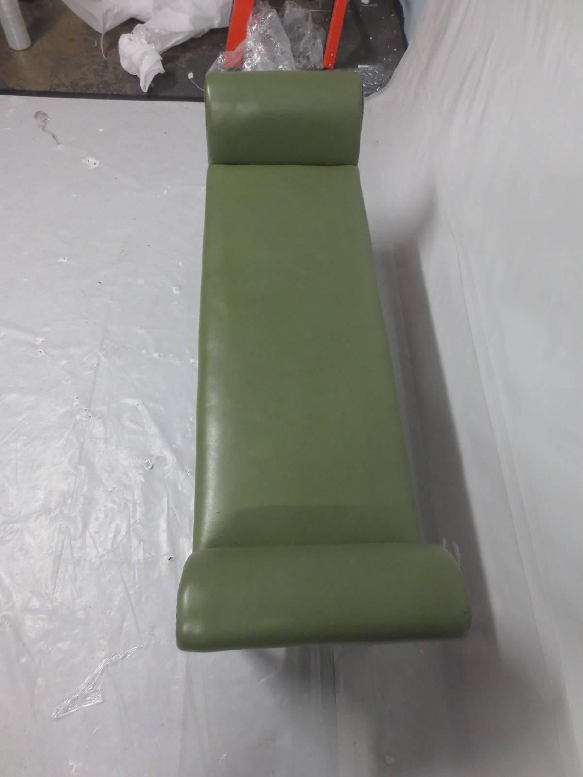 20th Century Italian Green Leather Bench 4