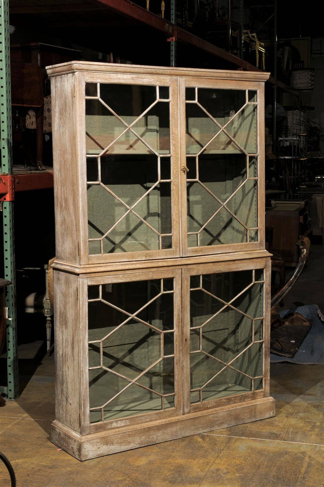 19th century George III bookcase, bleached mahogany.