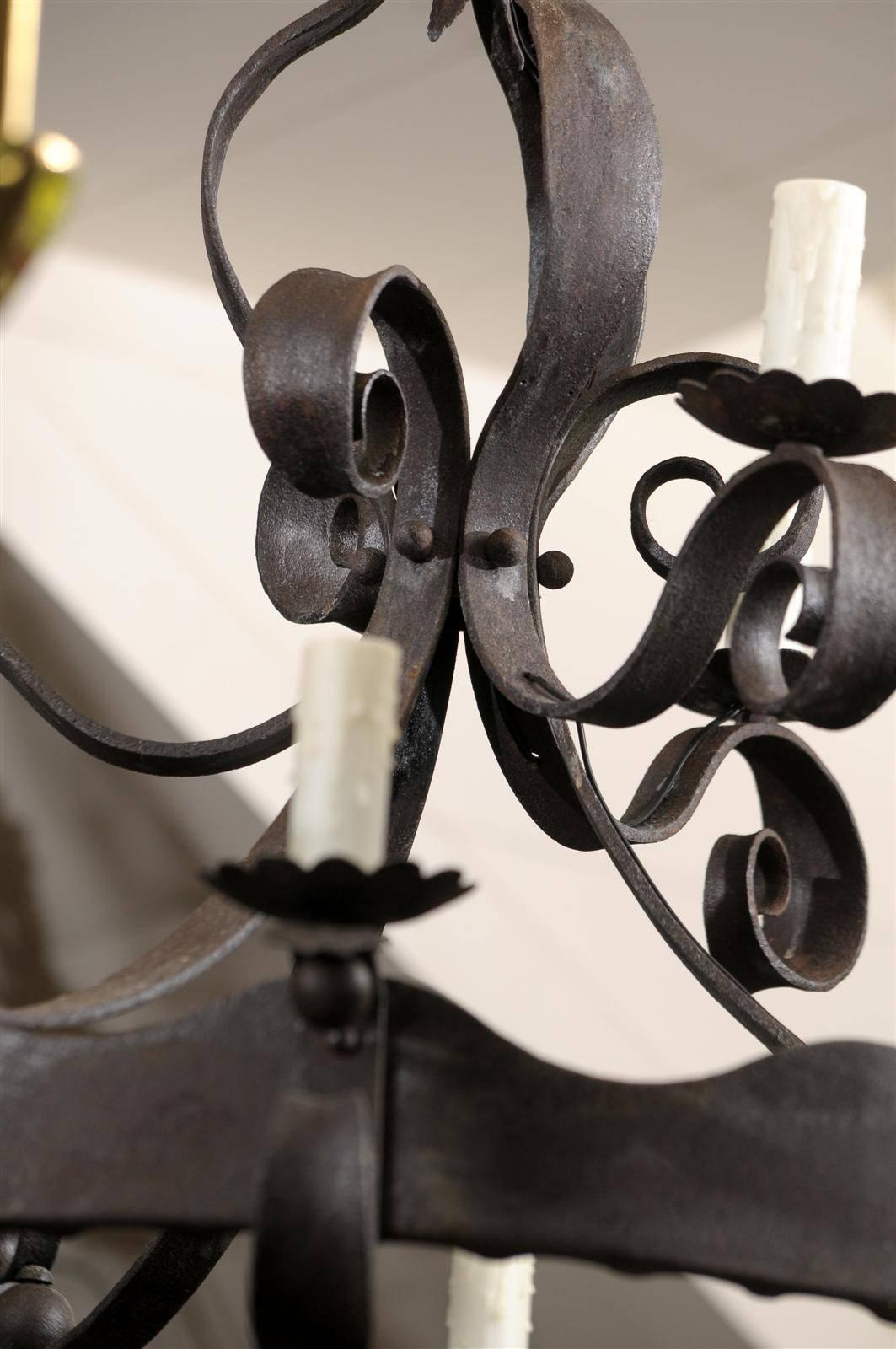 EARLY 20thC HAND WROUGHT IRON CHANDELIER 2