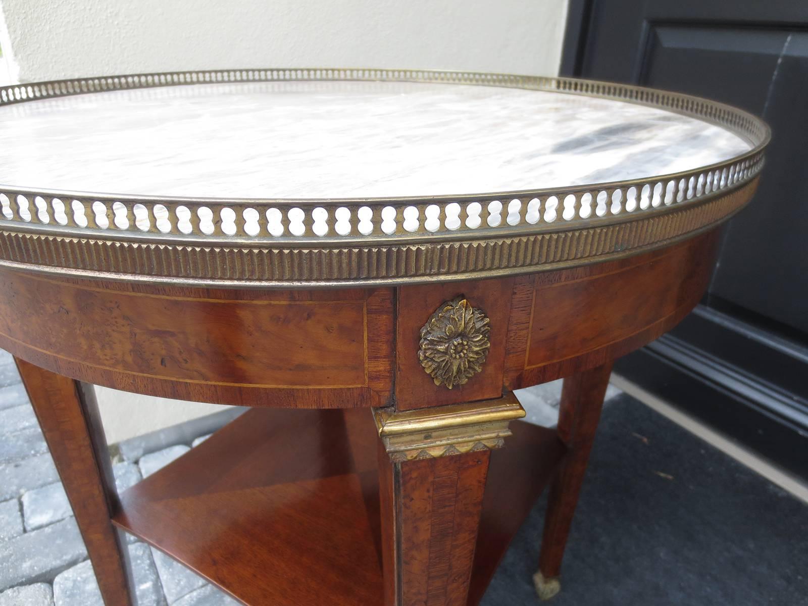 20thC Bronze Mounted Parquetry Burled Wood Round Table c.1900 In Excellent Condition In Atlanta, GA