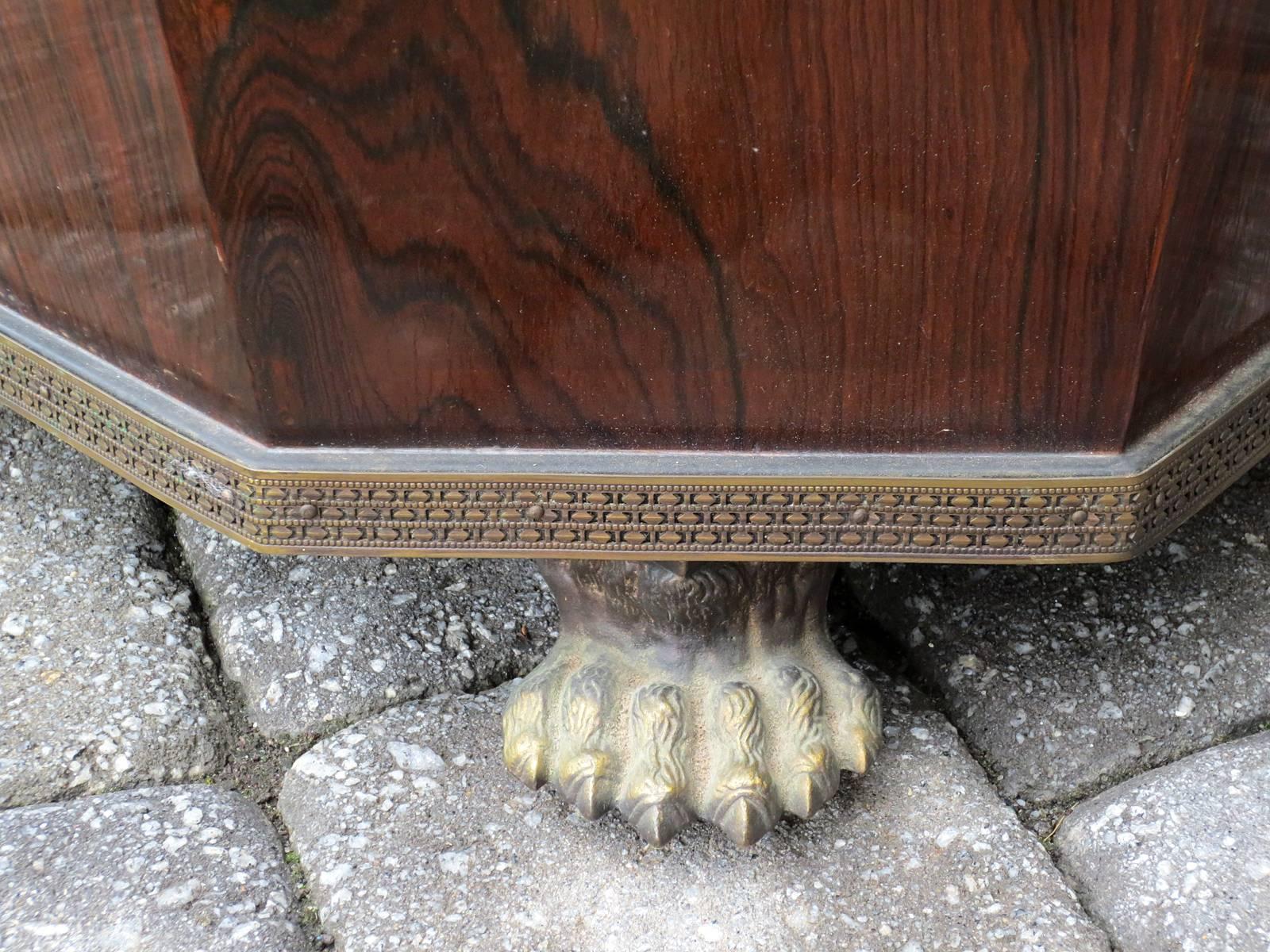 19th Century Fine Rosewood Cellarette with Bronze Paw Feet 3