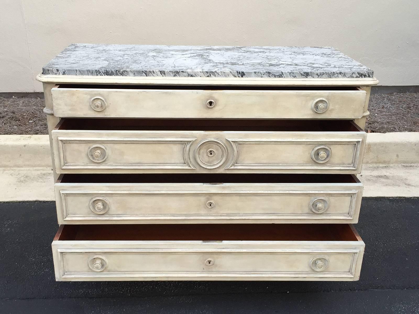 19th Century Louis Philippe French Marble-Top Chest in Custom Finish 1
