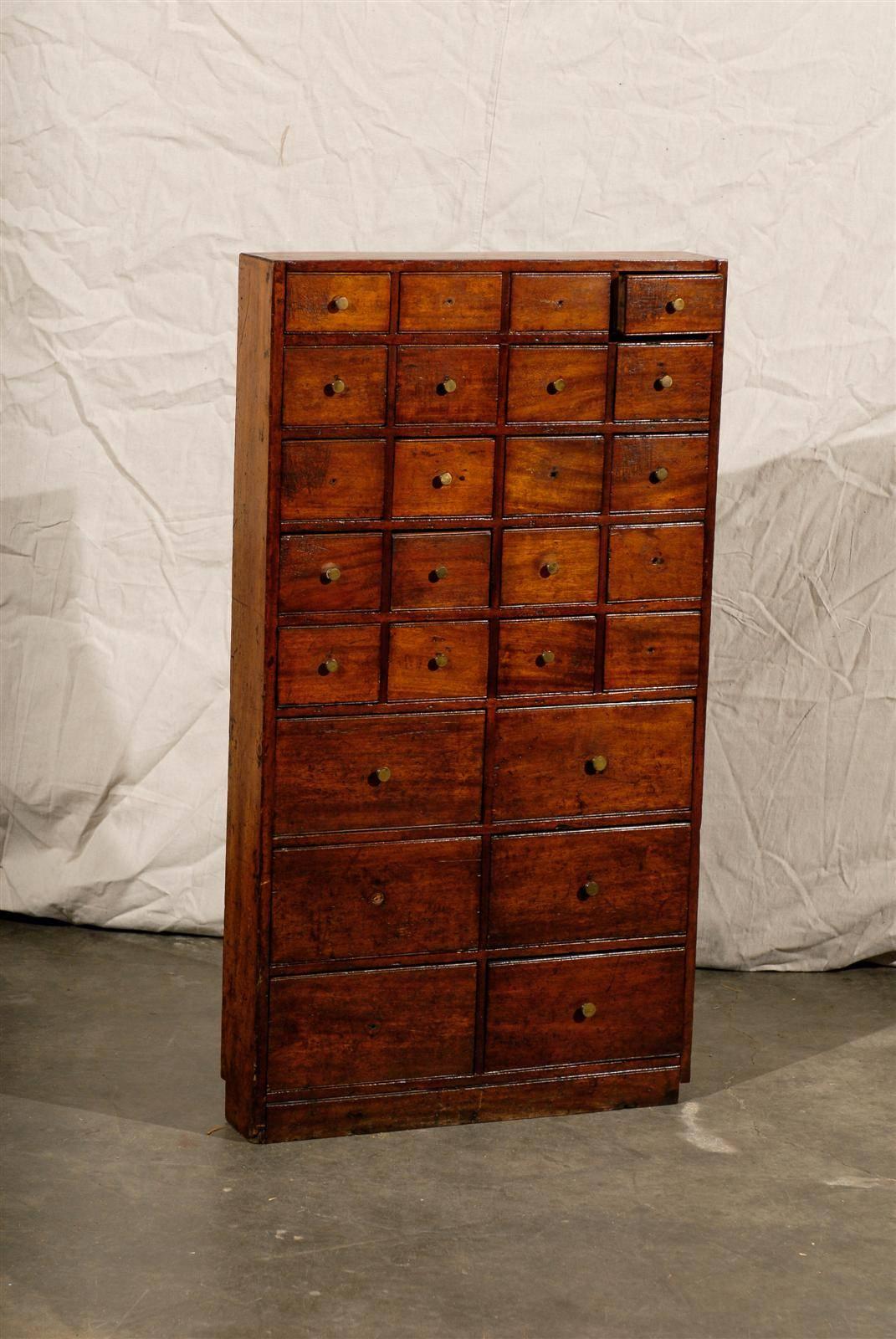 19th Century French Spice Cabinet, 26 Drawers, Old Finish In Excellent Condition In Atlanta, GA