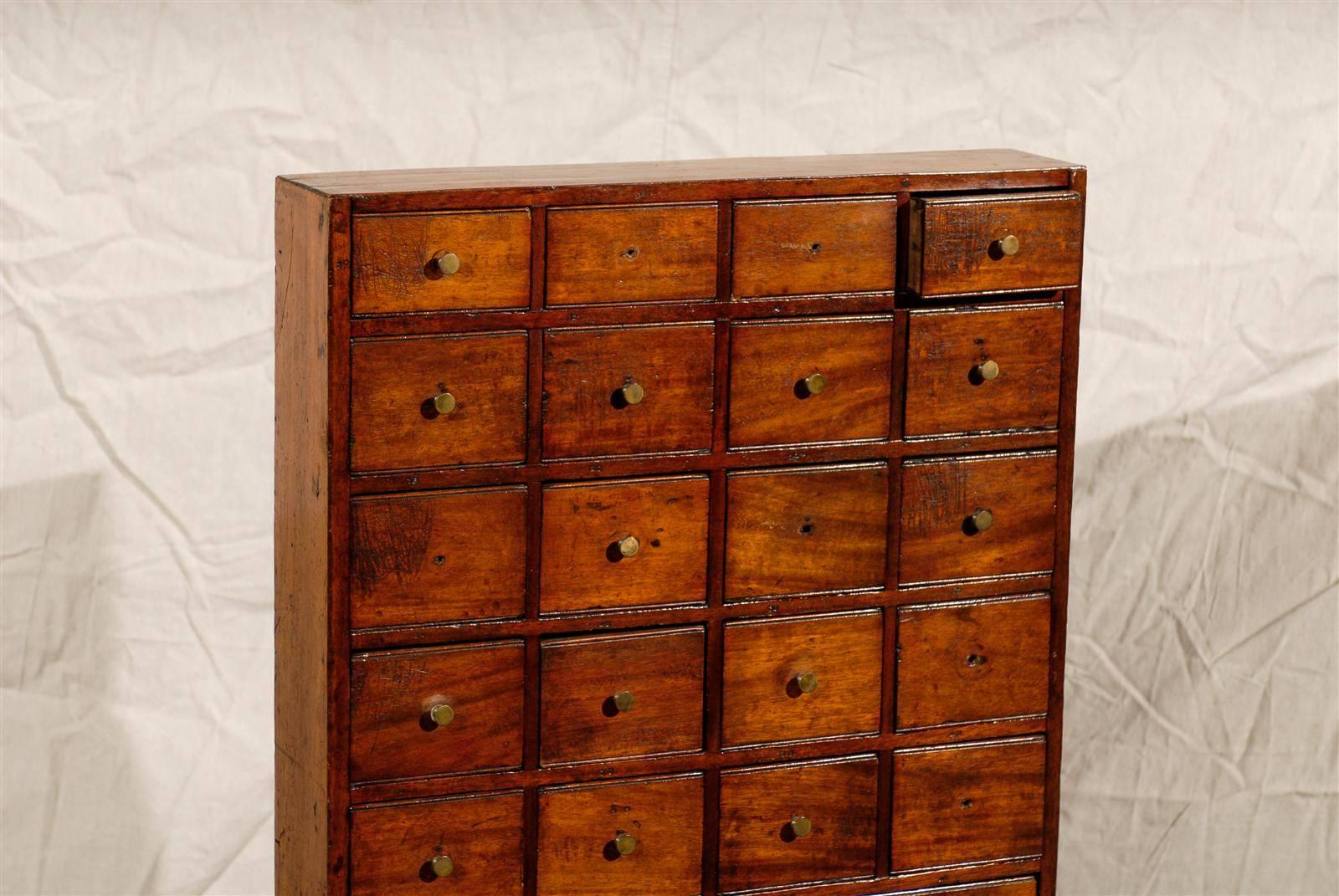 Metal 19th Century French Spice Cabinet, 26 Drawers, Old Finish