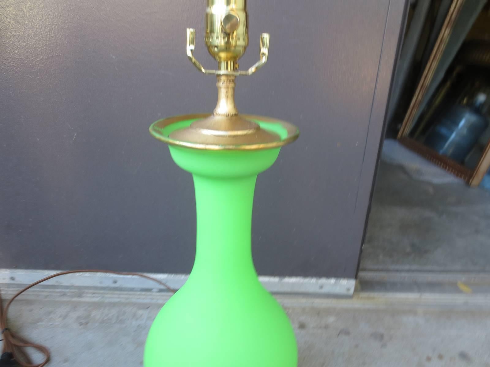 Early 20th Century French Opaline lamp on Custom Gilt Base
Brand new wiring