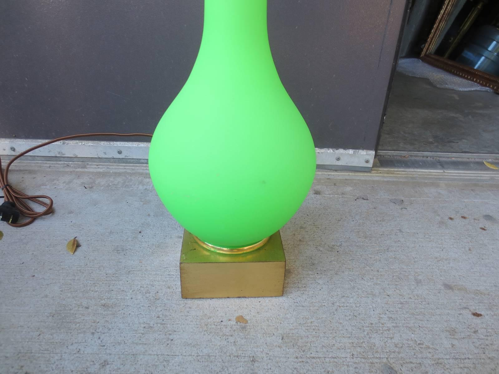 Early 20th Century French Opaline Lamp on Custom Gilt Base In Good Condition In Atlanta, GA