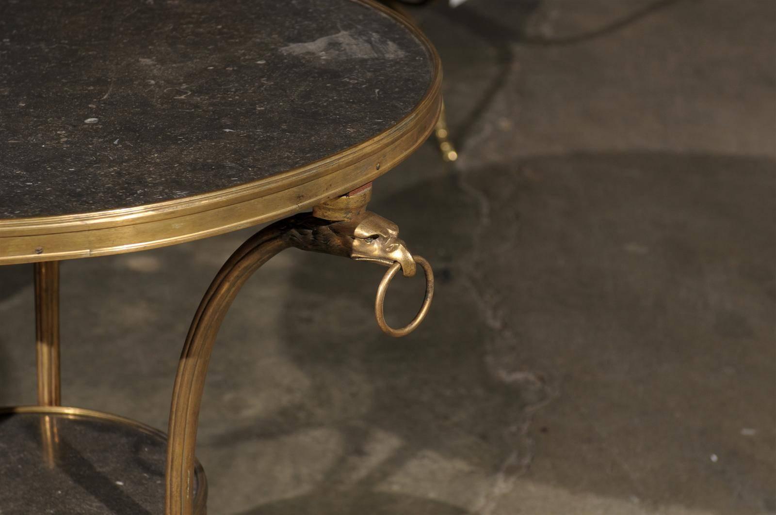 Pair of Gilt Bronze Continental Gueridon Table with Marble Tops 2