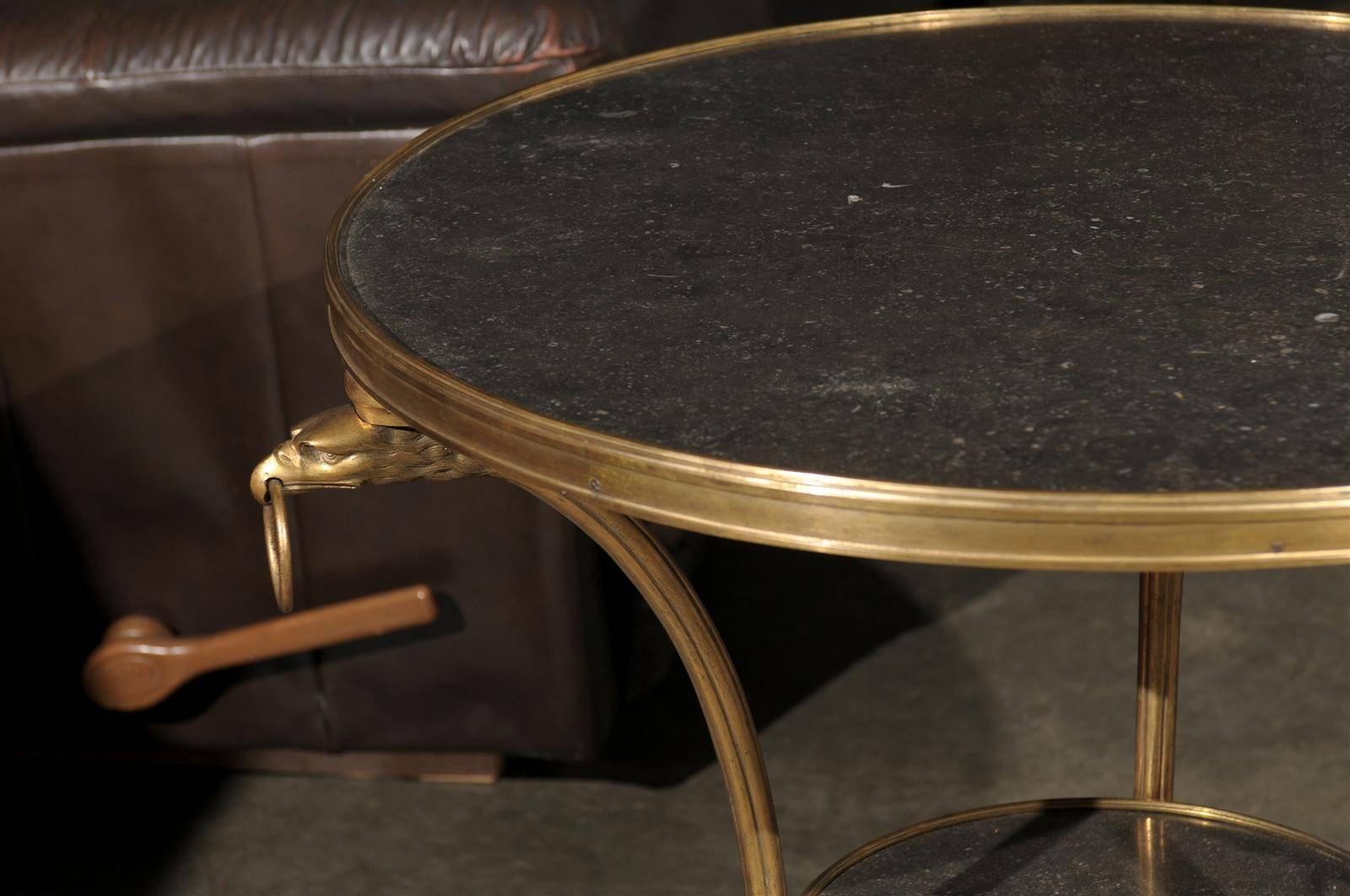 Pair of Gilt Bronze Continental Gueridon Table with Marble Tops 3