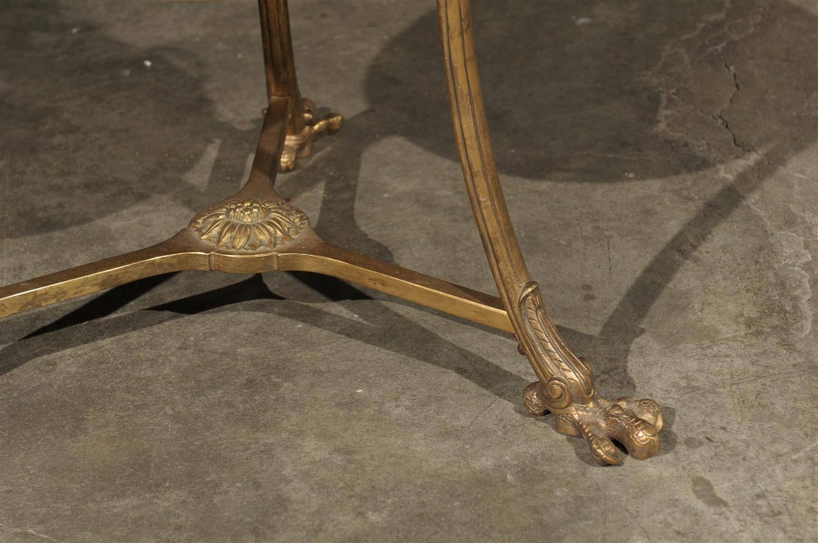 Pair of Gilt Bronze Continental Gueridon Table with Marble Tops 4