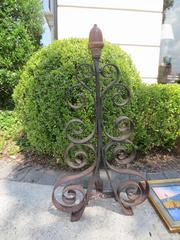 Pair of Hand-Wrought Andirons with Brass Acorn, circa 1900