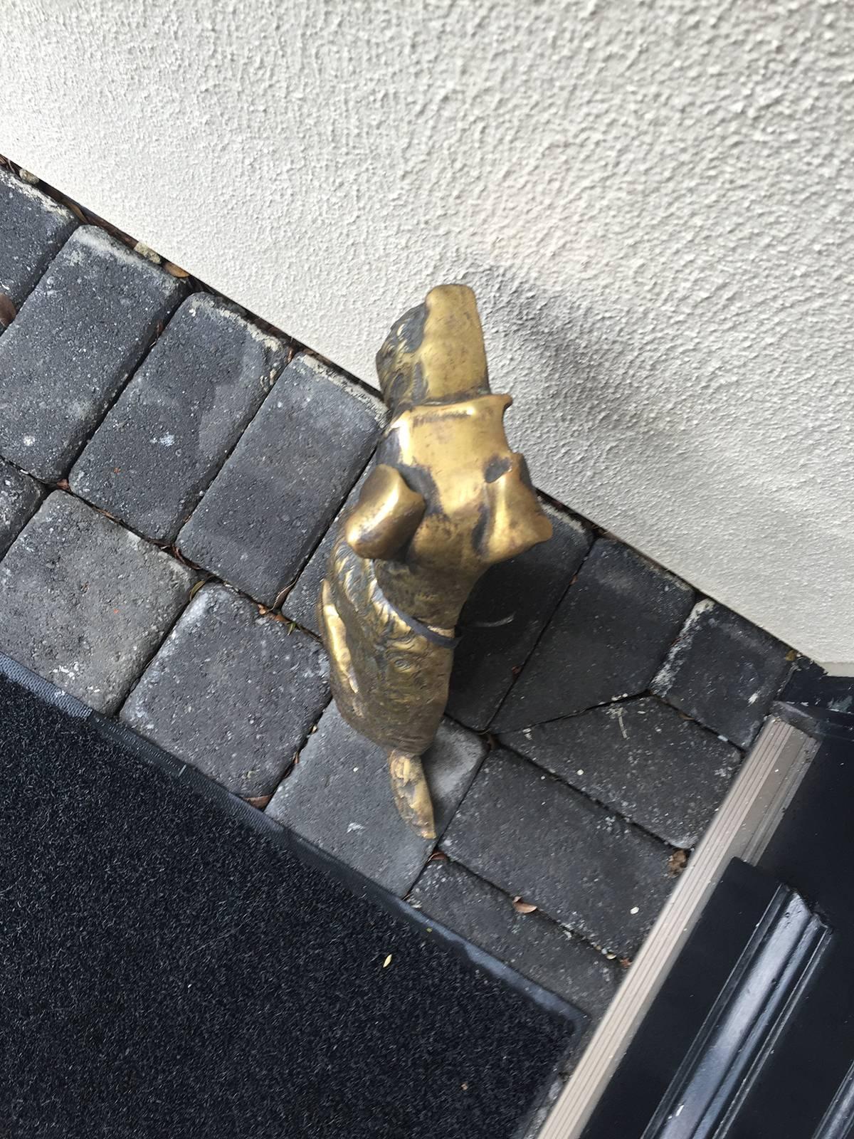 20th Century Large Brass Airedale Terrier Dog Doorstop In Good Condition For Sale In Atlanta, GA