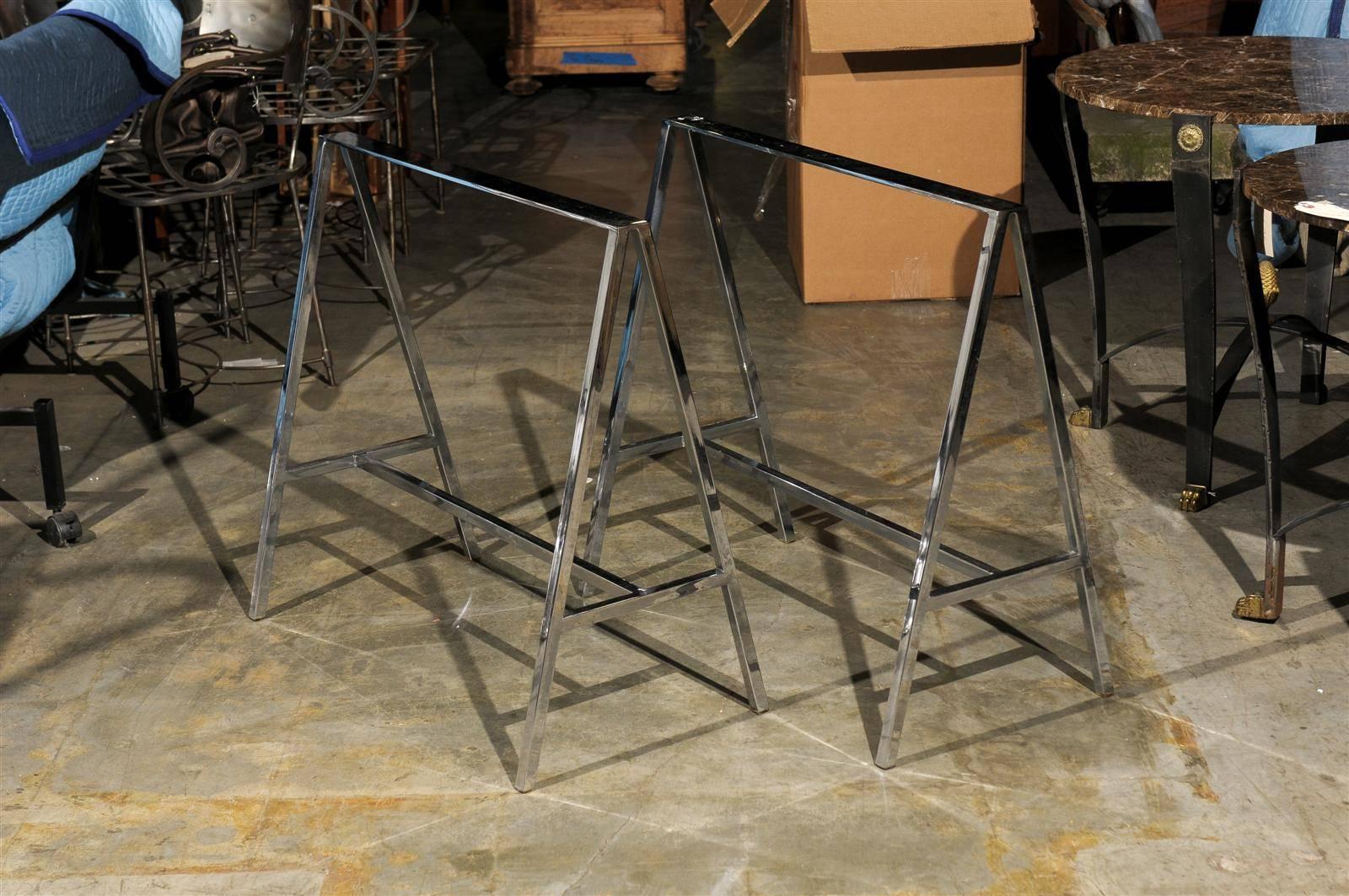 Pair of 20th Century Chrome Sawhorses.