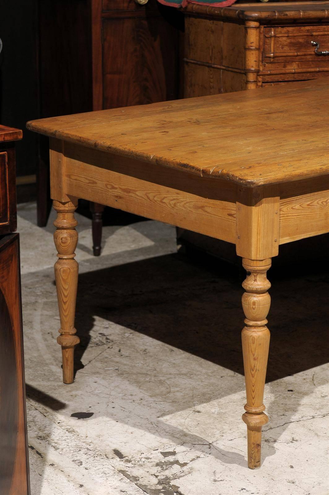 19th Century Pine Farm Table 1