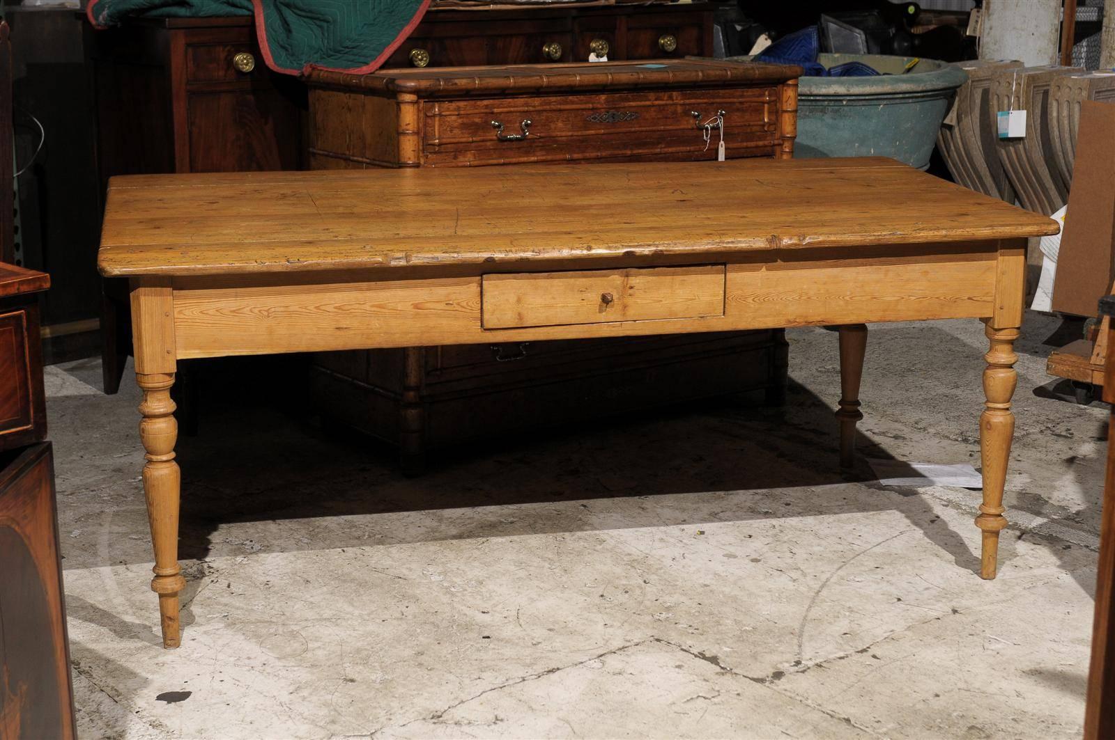 19th Century Pine Farm Table 6