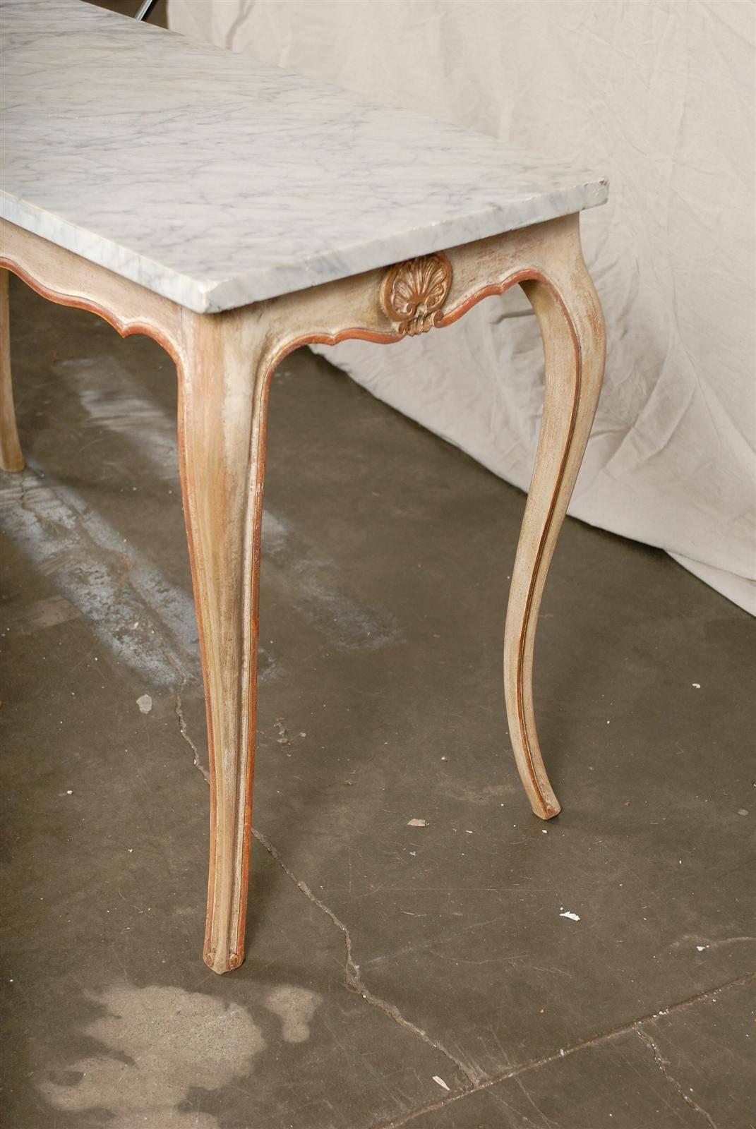 20th Century Italian Continental Marble Top Painted Console 3