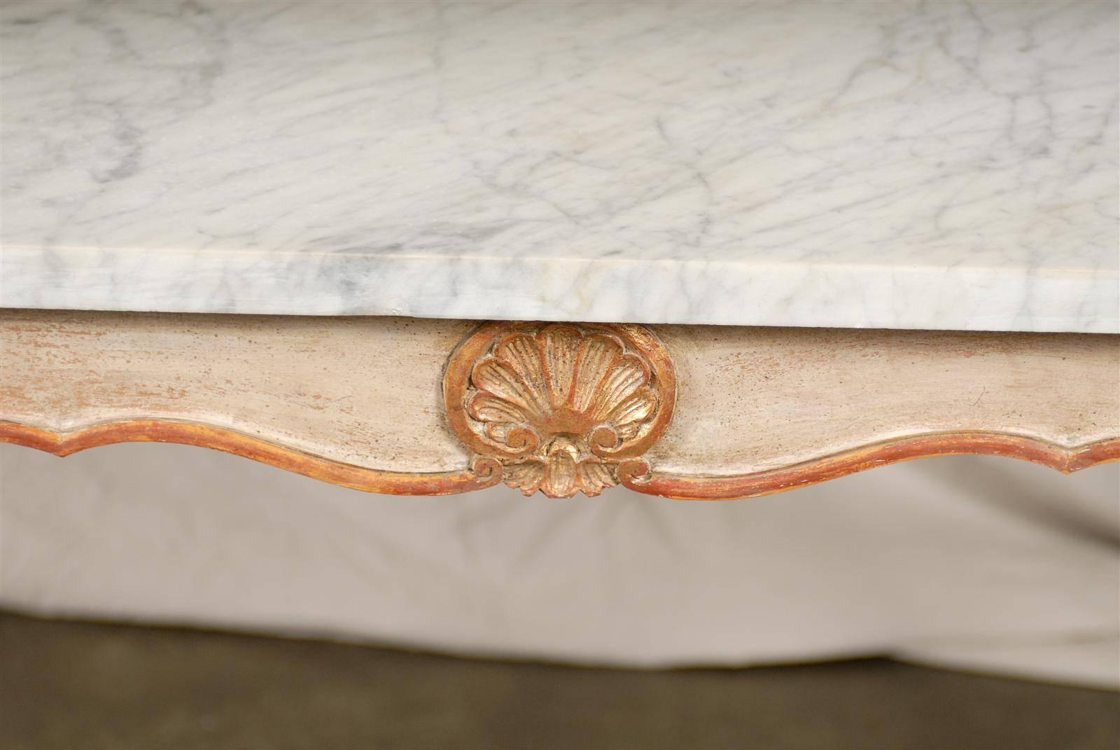 20th Century Italian Continental Marble Top Painted Console 4