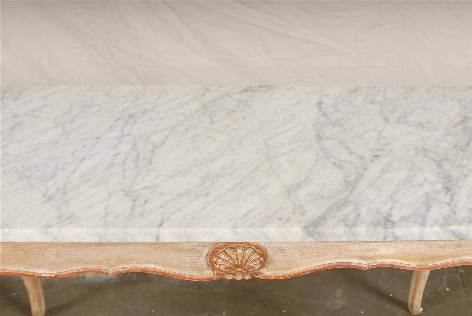 20th Century Italian Continental Marble Top Painted Console 6