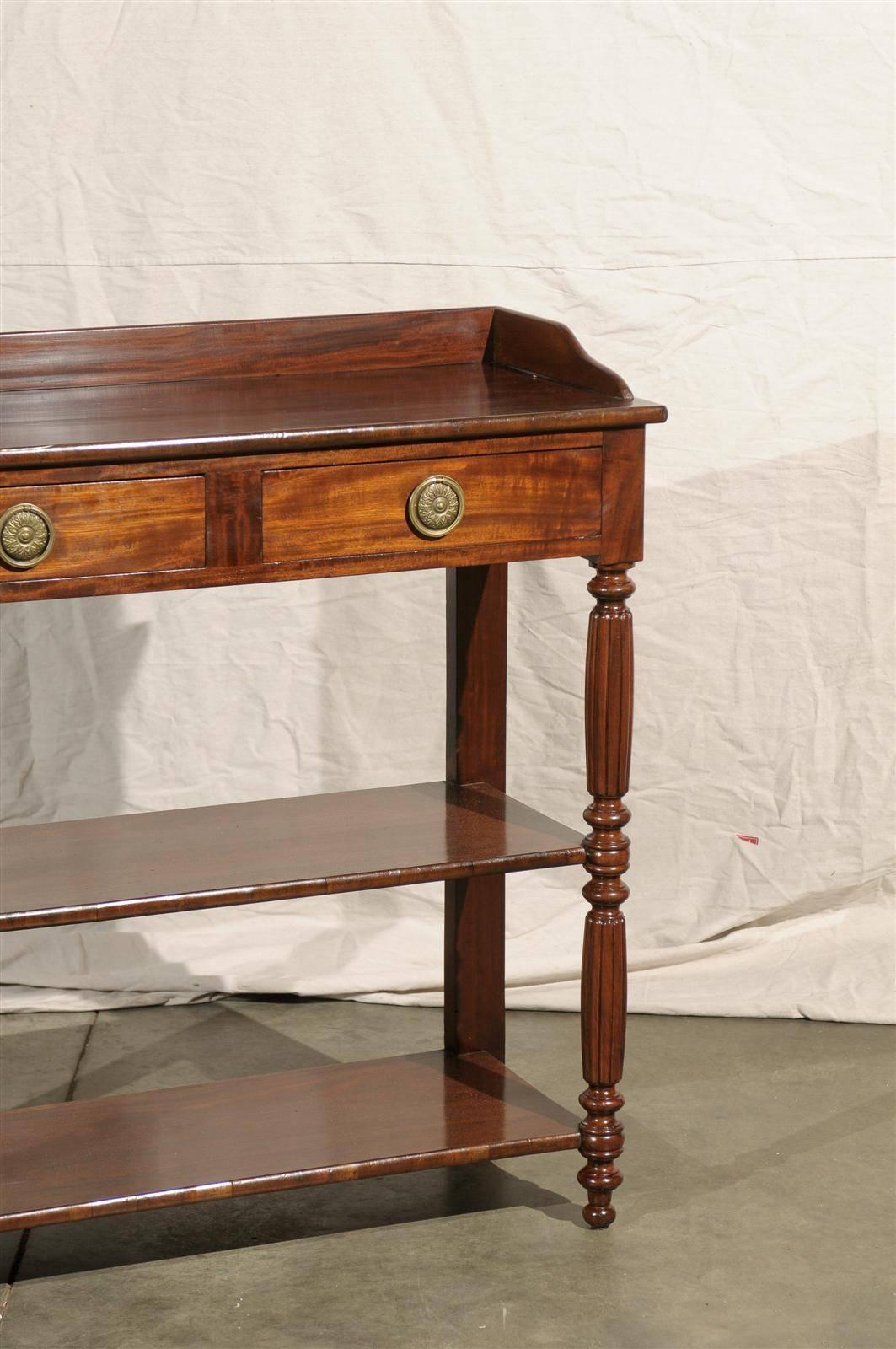 19th Century English Mahogany Etagere with Two Drawers In Excellent Condition In Atlanta, GA