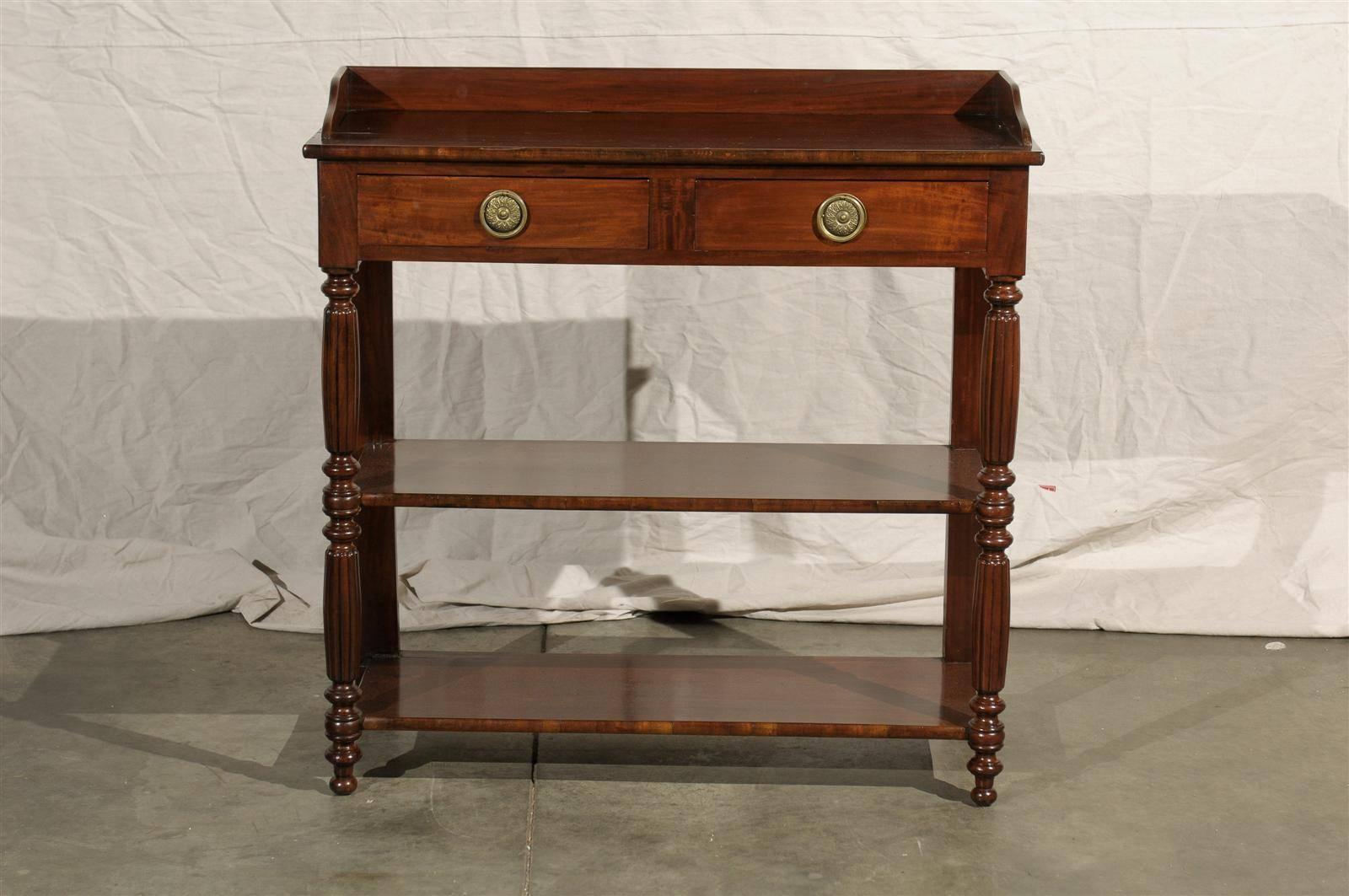 19th Century English Mahogany Etagere with Two Drawers 2