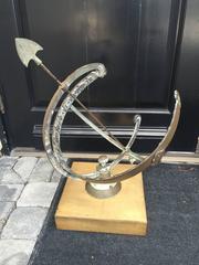 1940s French Bronze Armillary on Custom Wood Base