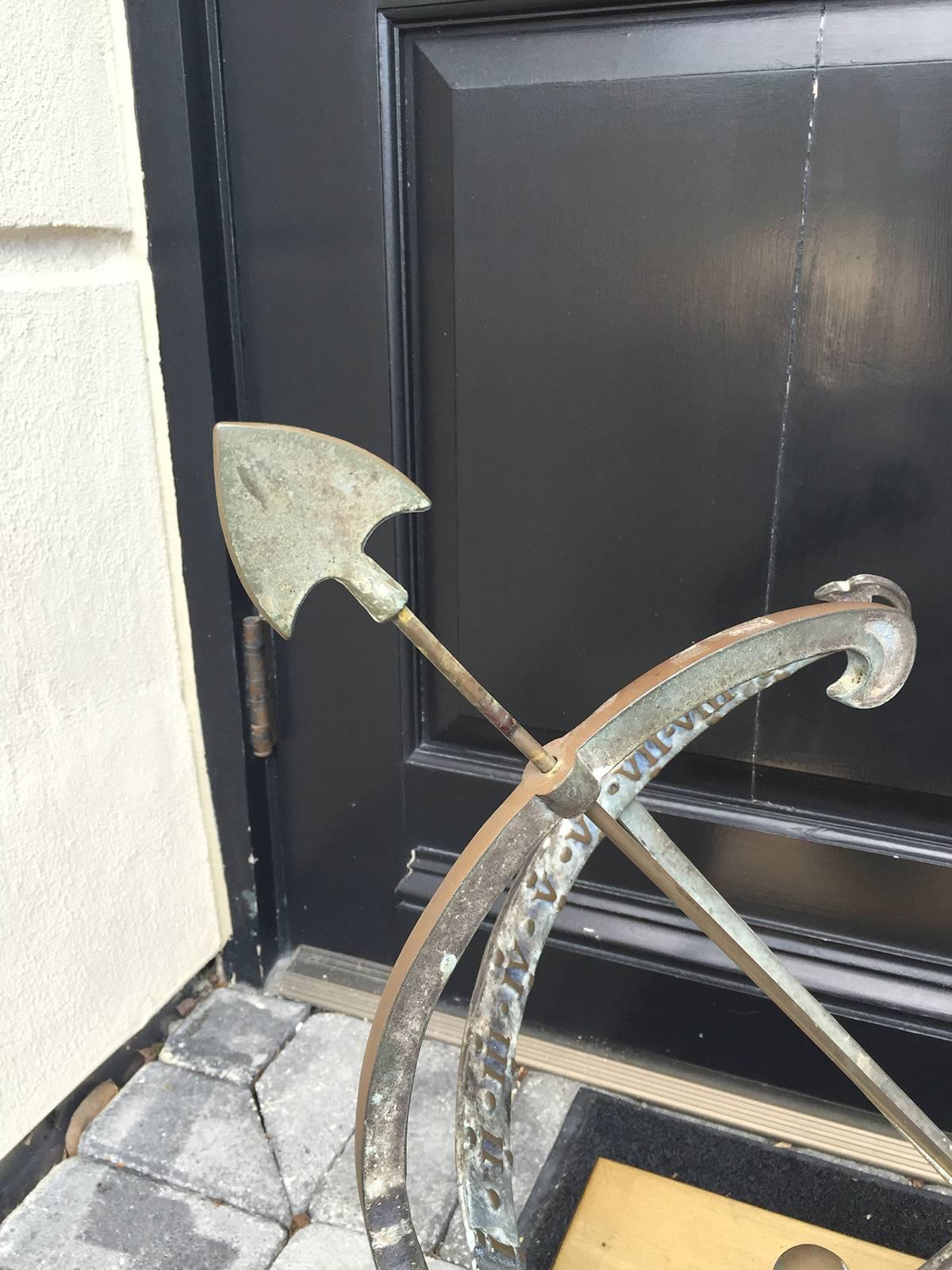 1940s French Bronze Armillary on Custom Wood Base In Excellent Condition In Atlanta, GA