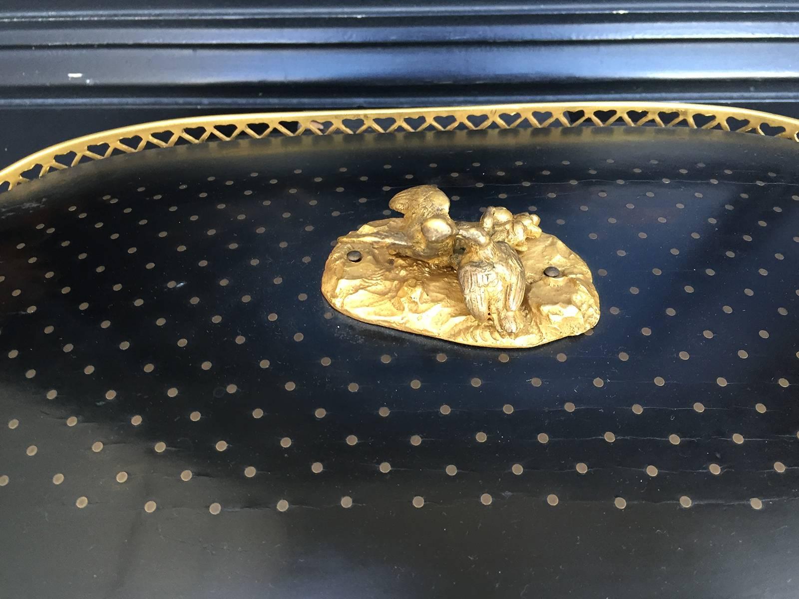 19th Century French Ebonized Gilt Bronze Box with Mother-of-Pearl Inlay In Good Condition In Atlanta, GA