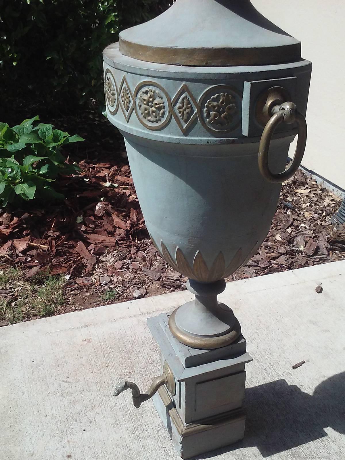 Jumbo 19th Century Tole Urn with Old Paint 1