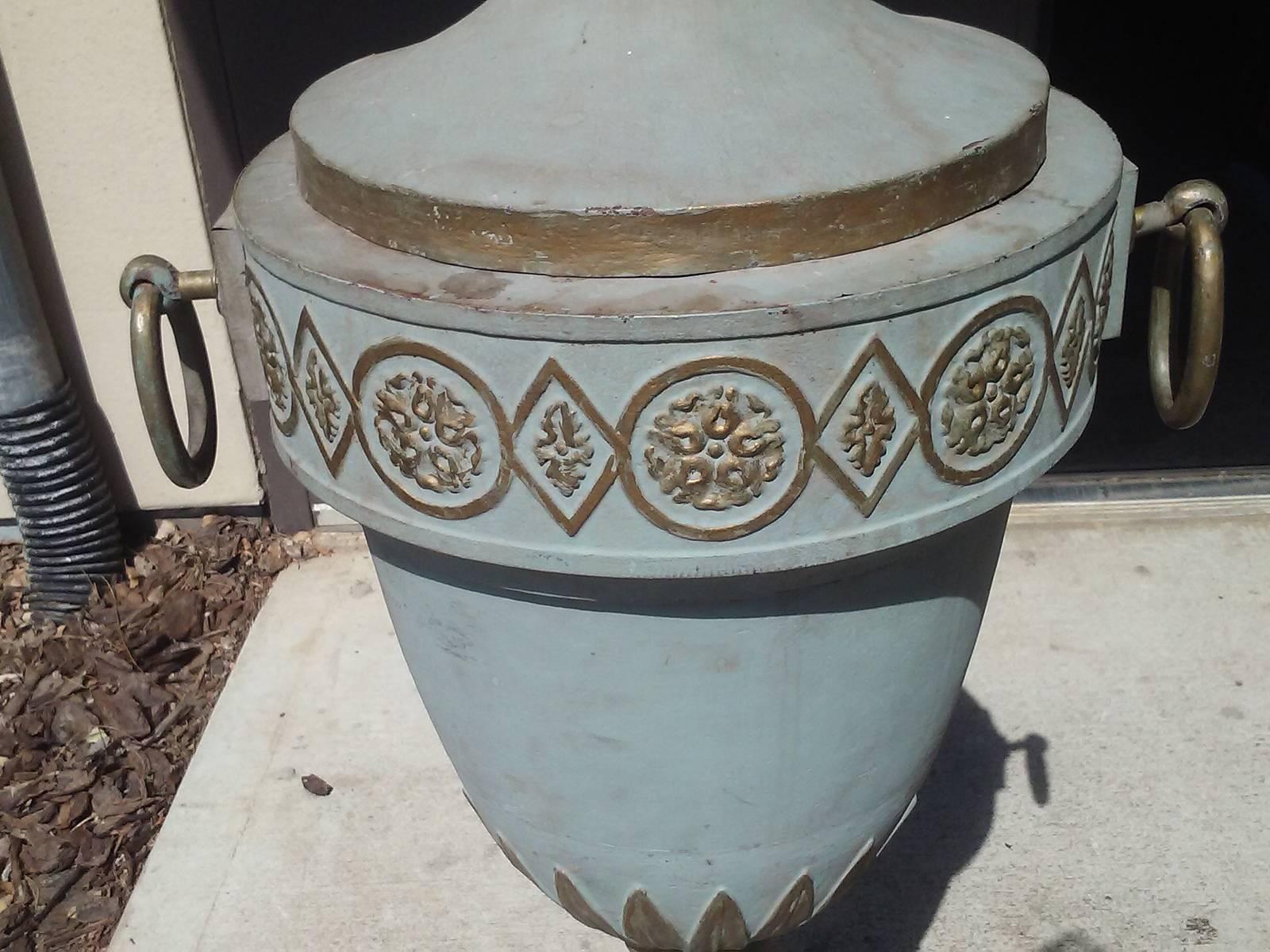 Jumbo 19th Century Tole Urn with Old Paint 3