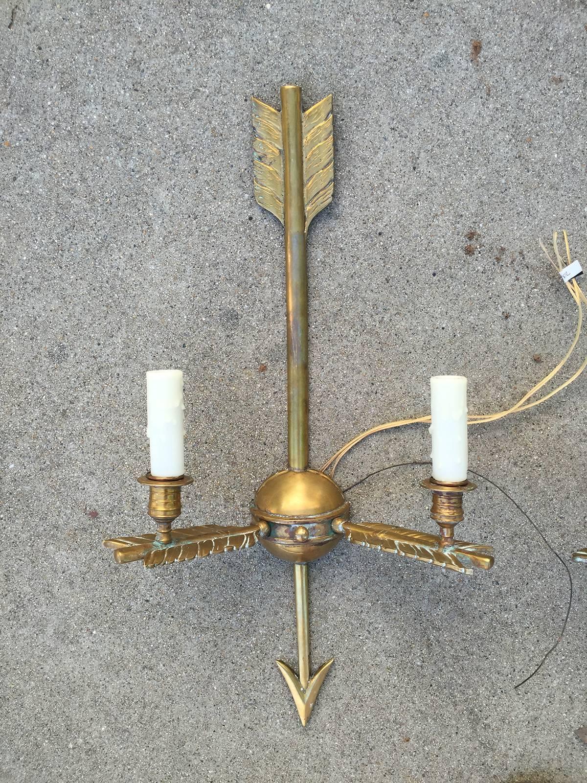 19th Century French Gilt Bronze Arrow Sconces Directoire Style 3