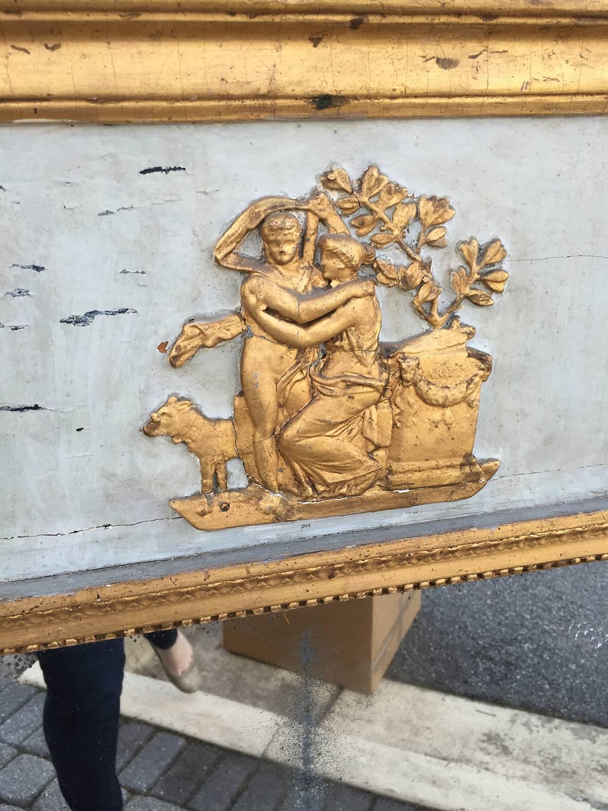 18th-19th Century Louis XVI Style Painted Trumeau Mirror In Good Condition In Atlanta, GA