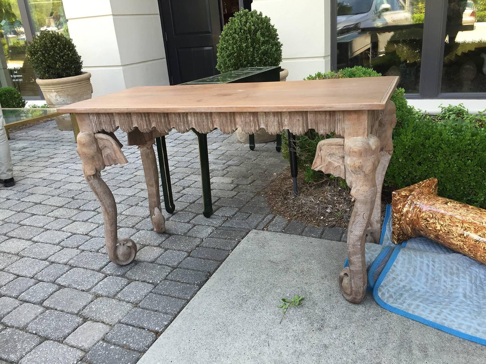 Anglo-Colonial style elephant console, circa 1970.
