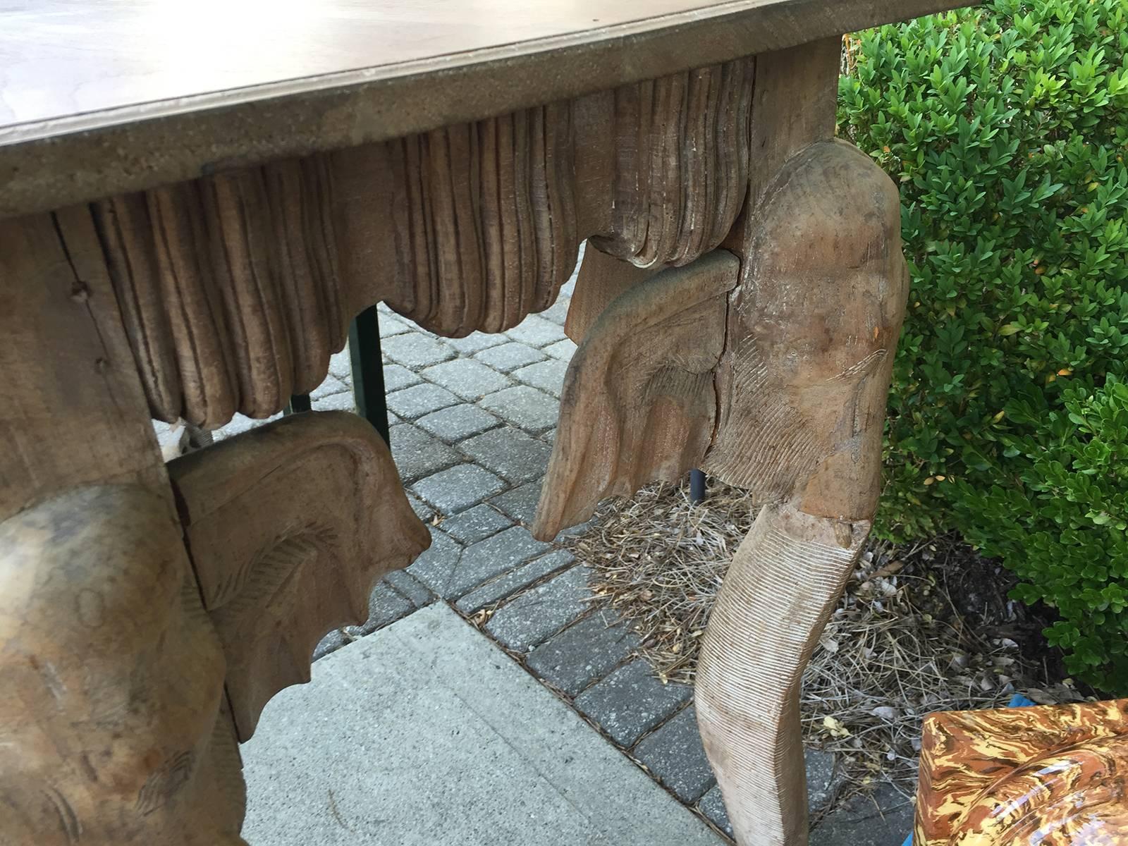 Wood Anglo-Colonial Style Elephant Console, circa 1970