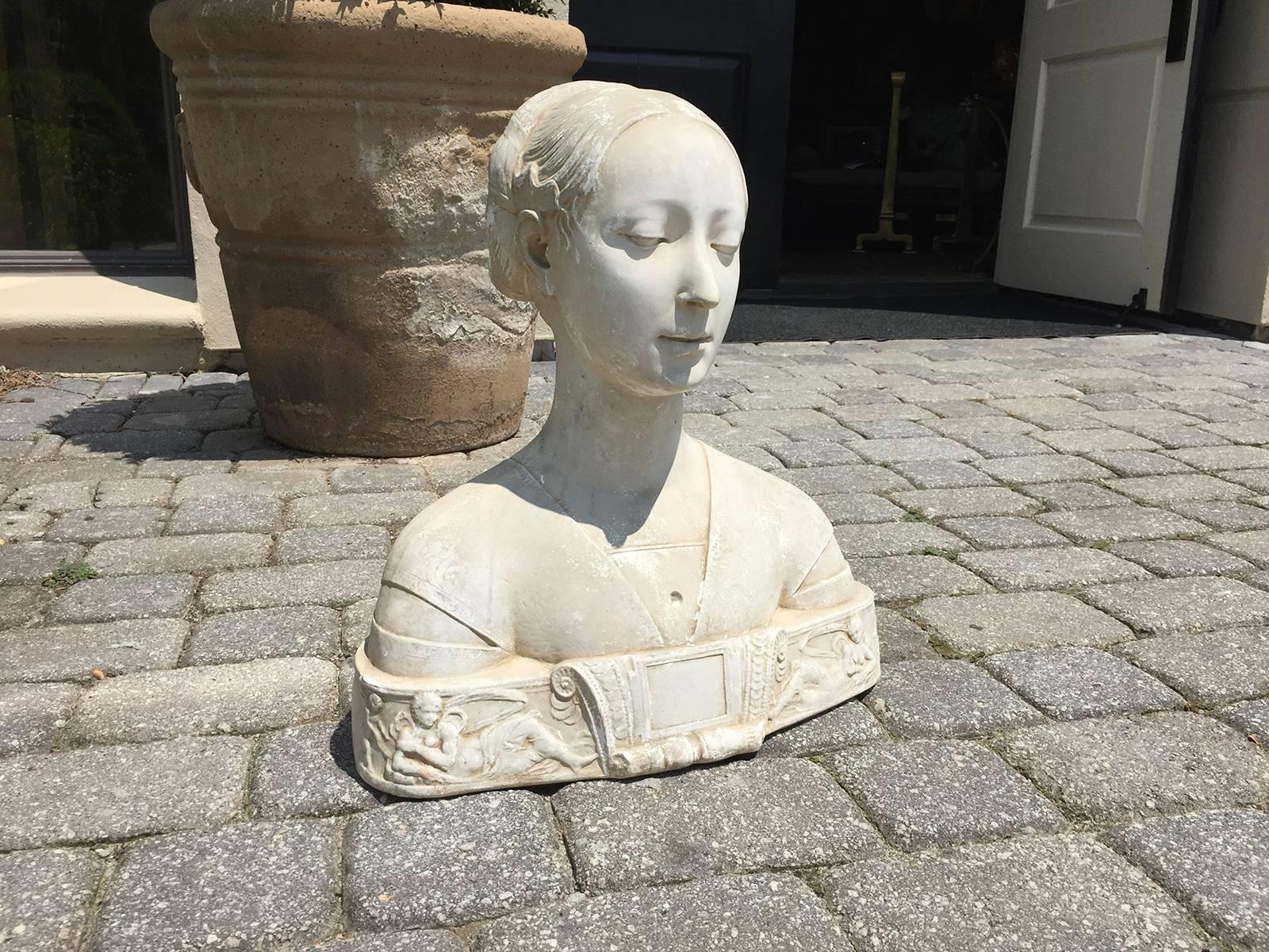 European 19th/20th Century Large Female Plaster Bust, circa 1850